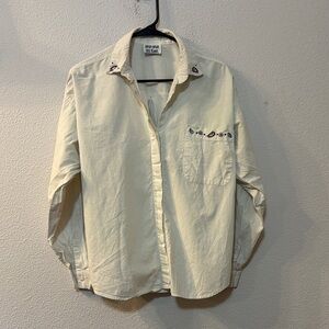62 East Embroidered Cream Button-Up Shirt